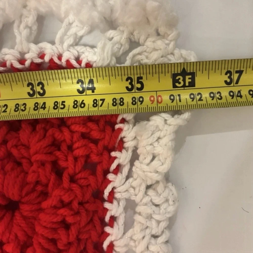 Handmade Christmas Crochet Blanket Red Green White Granny Square Soft‎ 36” X 40”